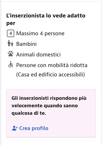 Crea profilo