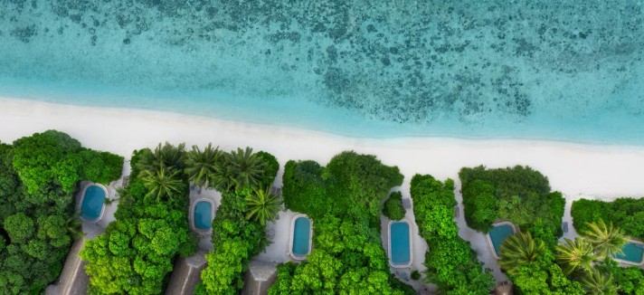 Vista dall'alto del Soneva Fushi
