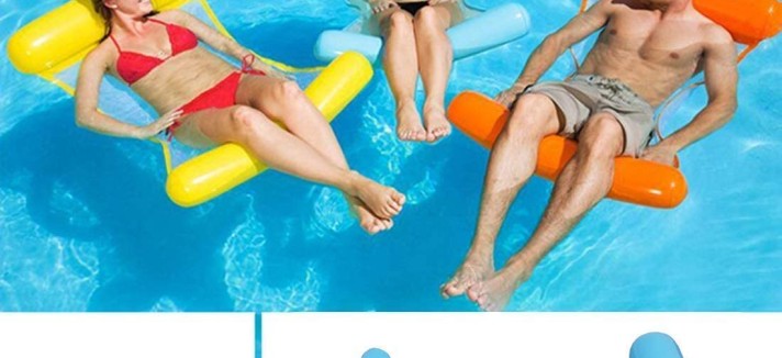 Aqua Monterey Amaca Galleggiante Per Piscina 4-in-1 - Confezione Da 2 - Azzurra E Bordeaux/Bianca - Portata 113 Kg