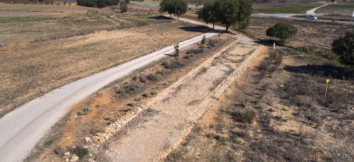 Restos de la Vía Augusta en Benlloch (provincia de Castellón) tras su excavación y recuperación.
