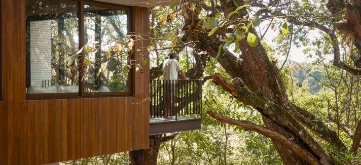 Le camere si affacciano sugli alberi che proteggono terrazze e balconi, sfruttando la chioma degli alberi per fornire ombra agli spazi esterni