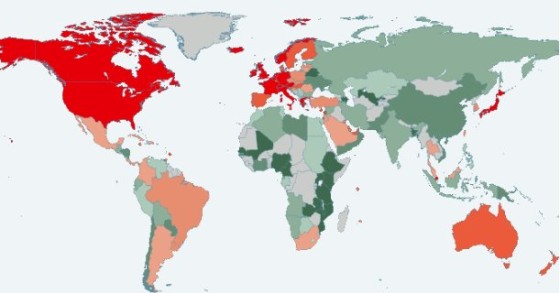 Immagine del giorno: il debito pro-capite mondiale