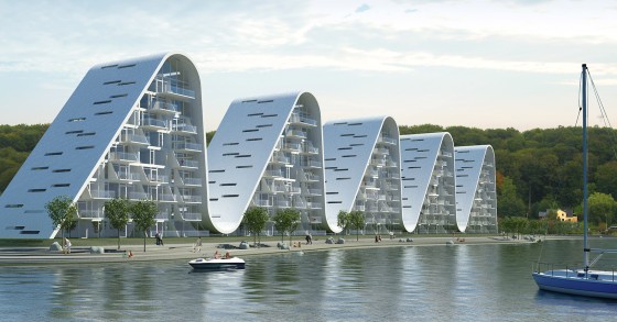 The wave, un residence dal profilo sinuoso sul fiordo danese di vejle (fotogallery)