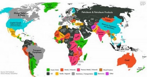 Immagine del giorno: le principali esportazioni dei diversi paesi
