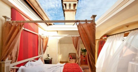 La suite del hotel con vista spettacolare sul cielo