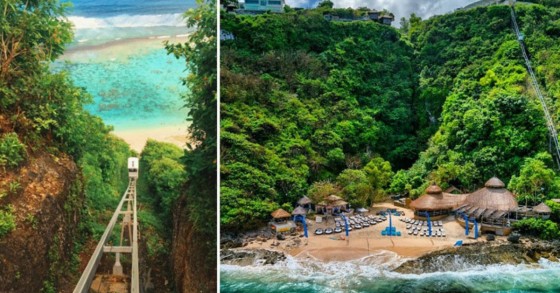 Un resort a Bali per passare dal letto alla spiaggia con una funicolare di 85 metri d'altezza (fotogallery)
