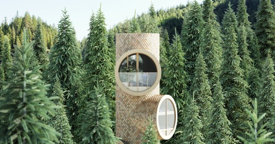 La casa prefabbricata più strana del mondo: a forma di periscopio e "immersa" in un mare di alberi
