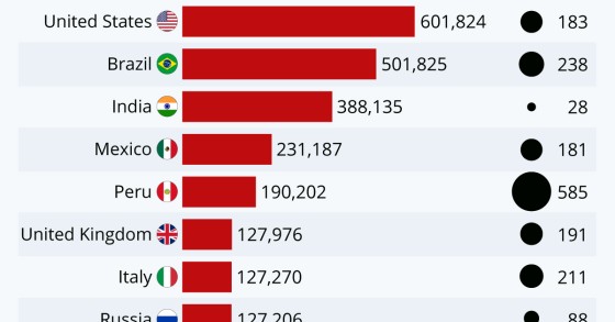 I Paesi con il più alto numero di morti per covid