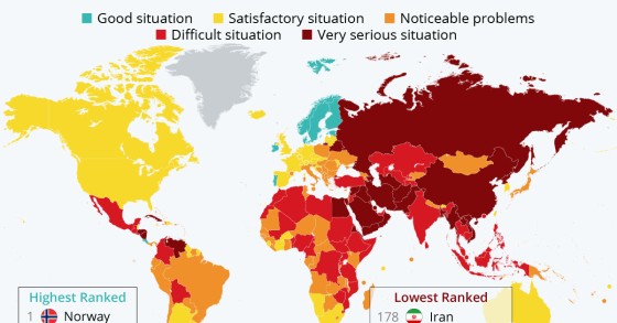 La situazione della libertà di stampa nel mondo