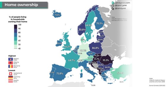 Mappa proprietari di casa in Europa