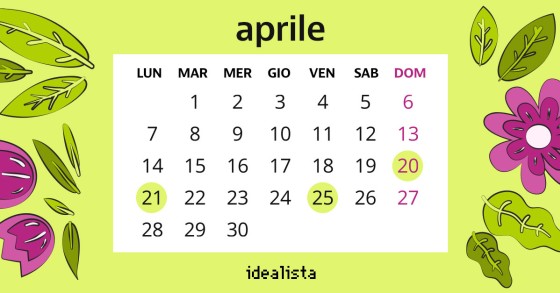 calendario aprile 2025