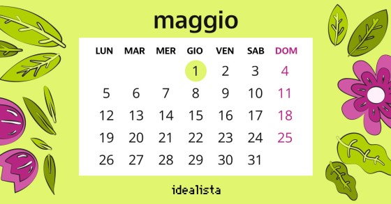 calendario maggio 2025