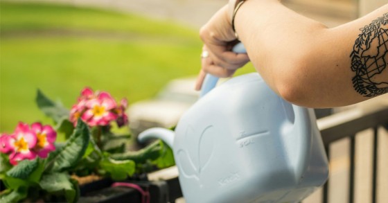 Acqua che cade dal balcone, annaffiare piante