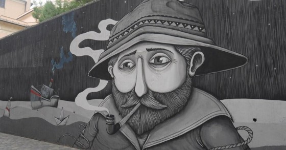 Il murale del pescatore a Genova