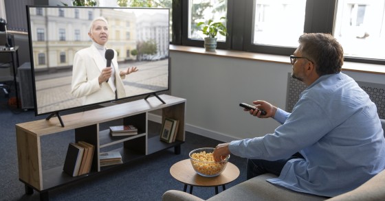 uomo alla tv