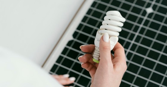 Una donna tiene in mano una lampadina