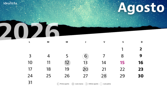 Calendario lunare agosto 2026