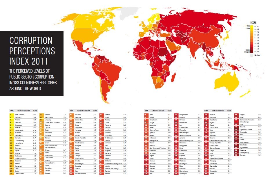 Immagine del giorno: la corruzione percepita nel mondo
