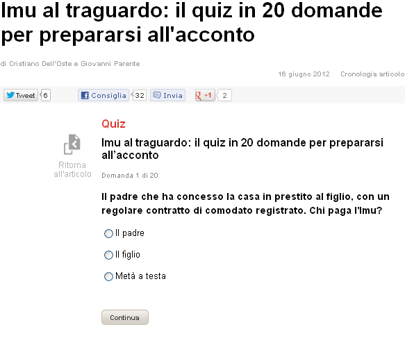 Lascia o raddoppia sull'imu. Un questionario ti mette alla prova