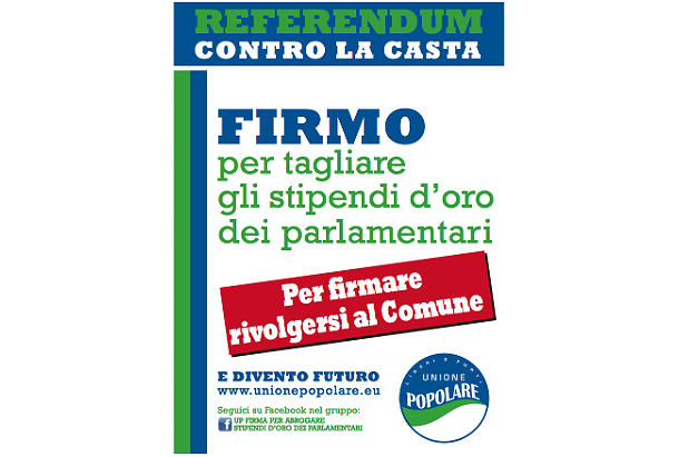 Tagliare gli stipendi ai partiti: reccolte 1,3 milioni di firme per il referendum