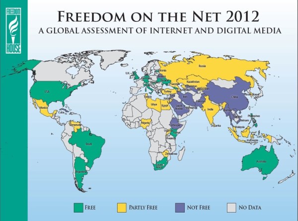 Immagine del giorno: la libertà su internet nel mondo