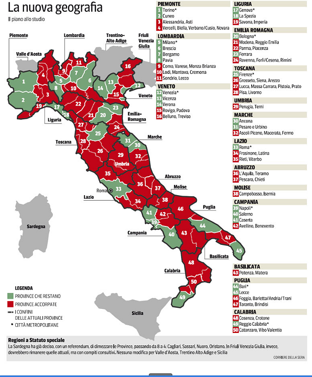 Immagine del giorno: le nuove province italiane