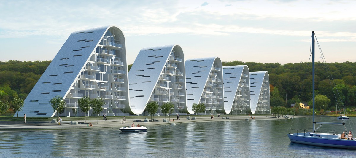 The wave, un residence dal profilo sinuoso sul fiordo danese di vejle (fotogallery)