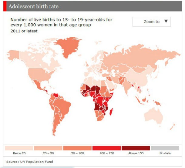 Immagine del giorno: la mappa globale delle baby mamme