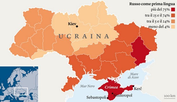 Immagine del giorno: ucraina, le zone in cui il russo è la prima lingua