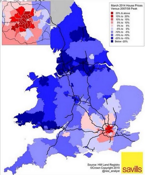 Immagine del giorno: come è aumentato il prezzo delle abitazioni nel regno unito dal 2007/2008
