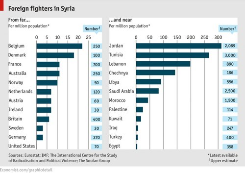 Immagine del giorno: da dove provengono i combattenti stranieri che sono in siria