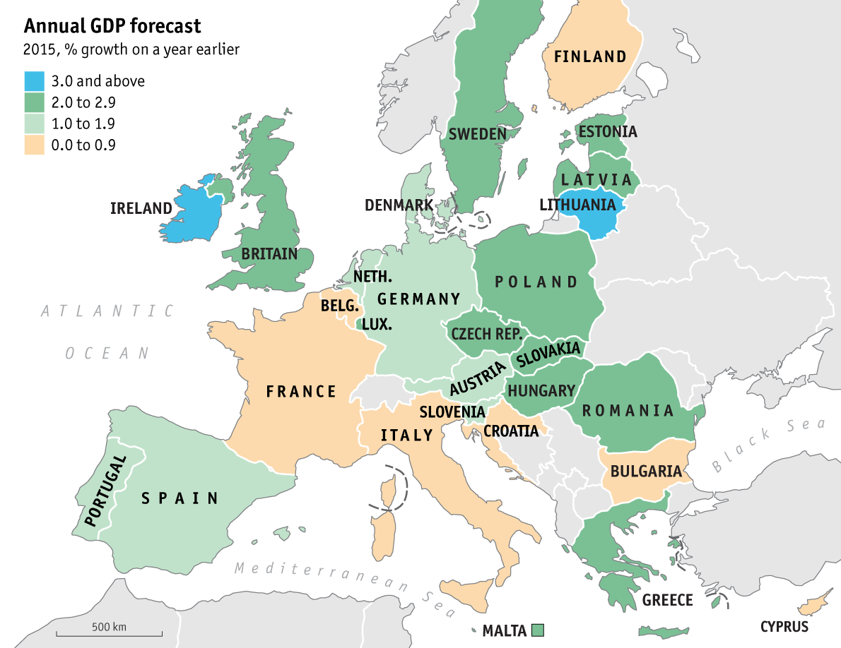 Immagine del giorno: previsioni di crescita del pil in europa per il prossimo anno