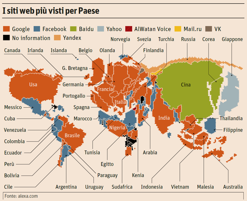 Immagine del giorno: I siti web più visti nei diversi Paesi