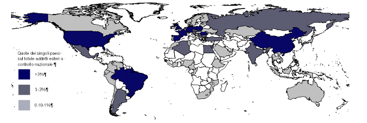 Immagine del giorno: Imprese a controllo italiano nei principali Paesi