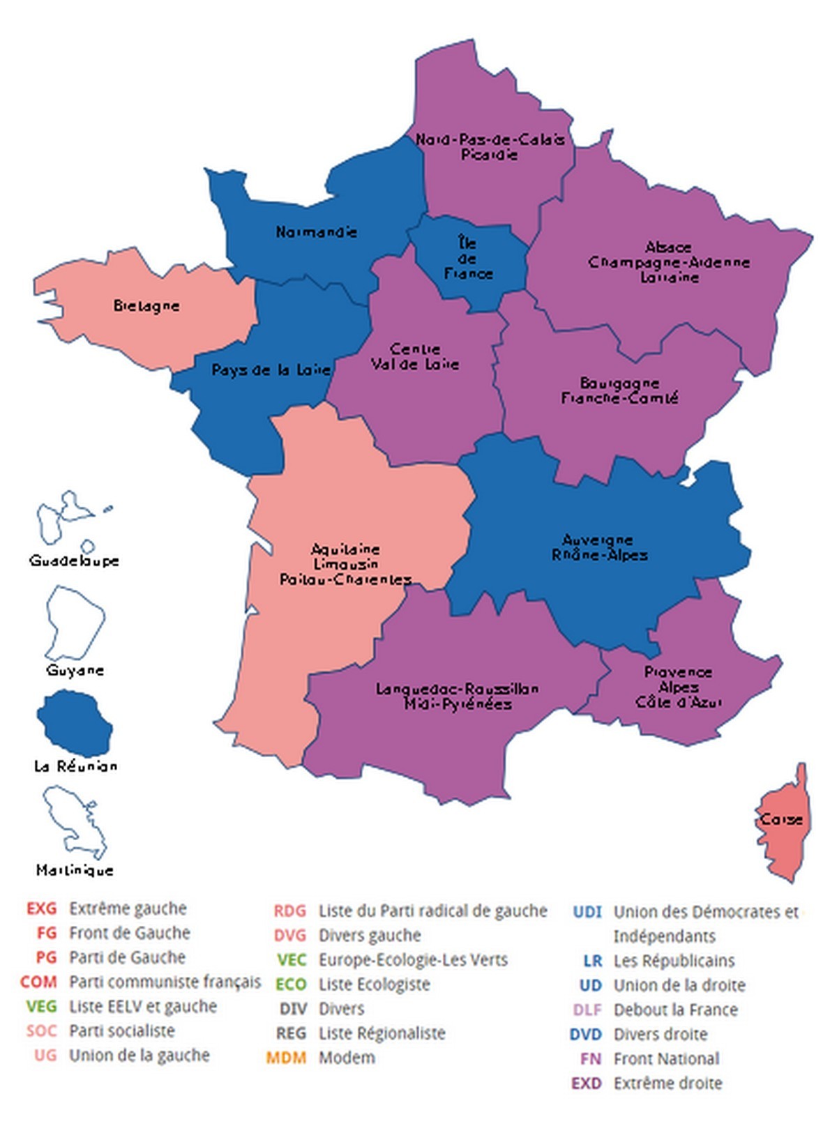 Immagine del giorno: i risultati delle elezioni regionali 2015 in Francia
