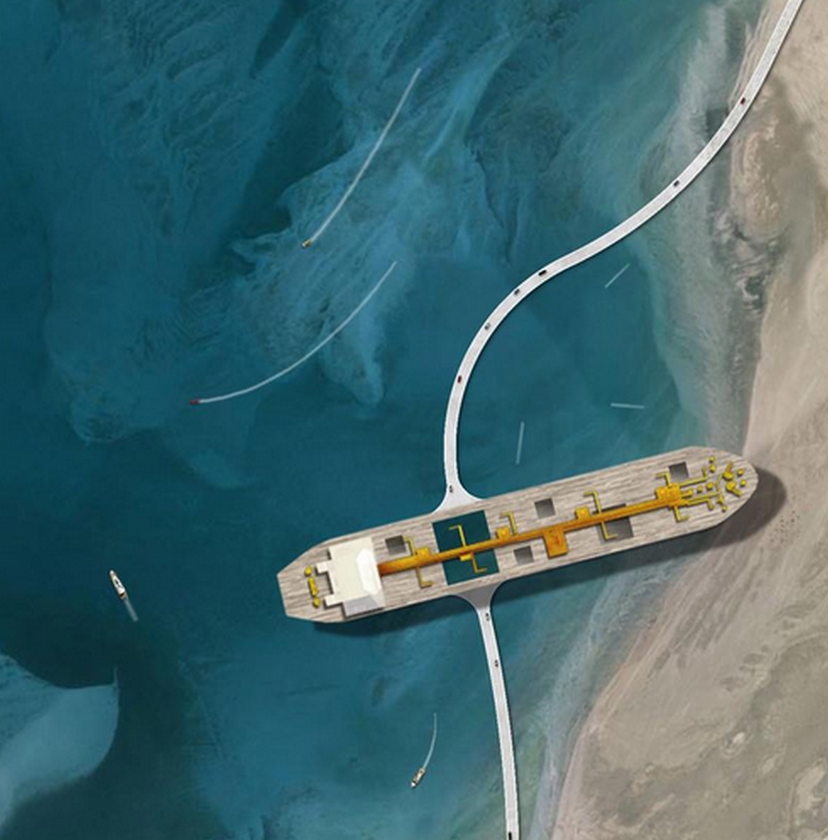 L'enorme petroliera vista dall'alto