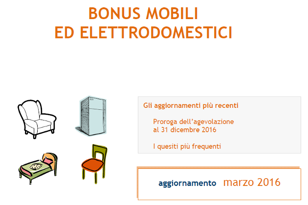 Bonus mobili 2016, la guida aggiornata a marzo dell'Agenzia delle Entrate (scarica pdf)