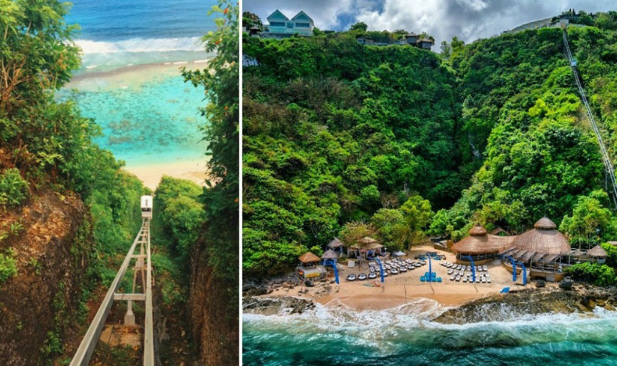 Un resort a Bali per passare dal letto alla spiaggia con una funicolare di 85 metri d'altezza (fotogallery)