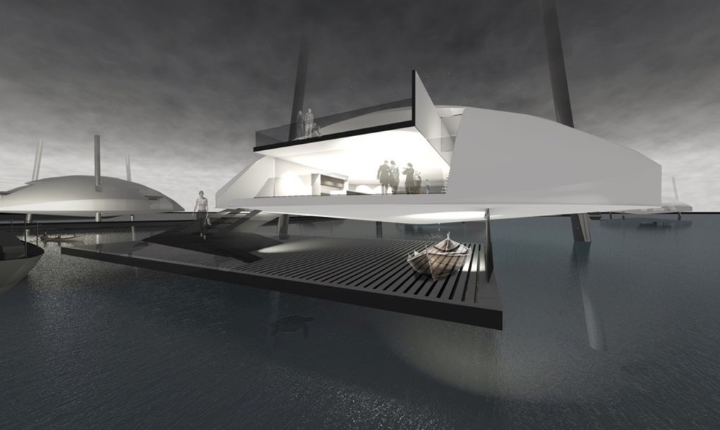 La casa "con le gambe" che si solleva quando c'è un'inondazione o si alza la marea