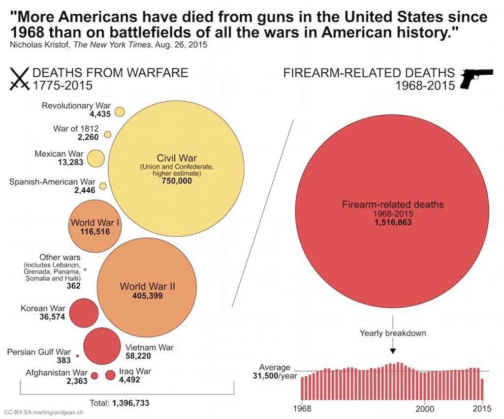 Immagine del giorno: Le armi sono più letali delle guerre negli Stati Uniti