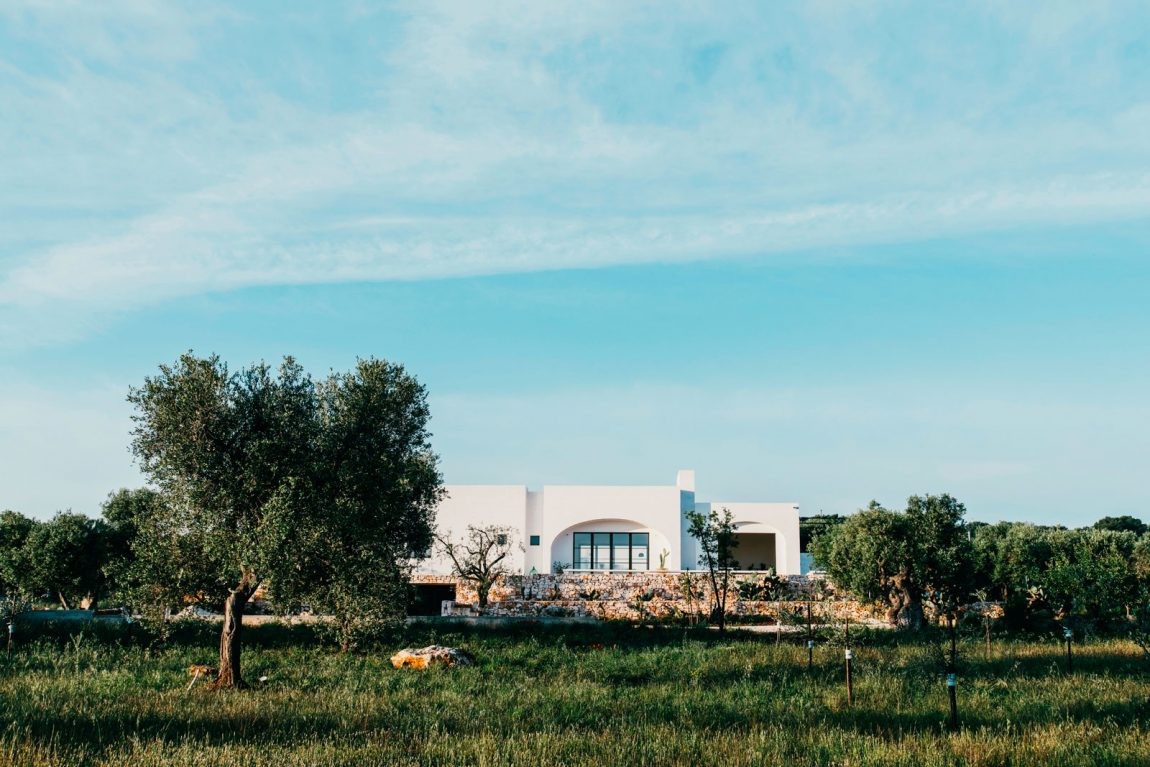 Masseria Moroseta nelle campagne di Ostuni, Puglia Una spettacolare e moderna masseria ad Ostuni circondata da secolari uliveti