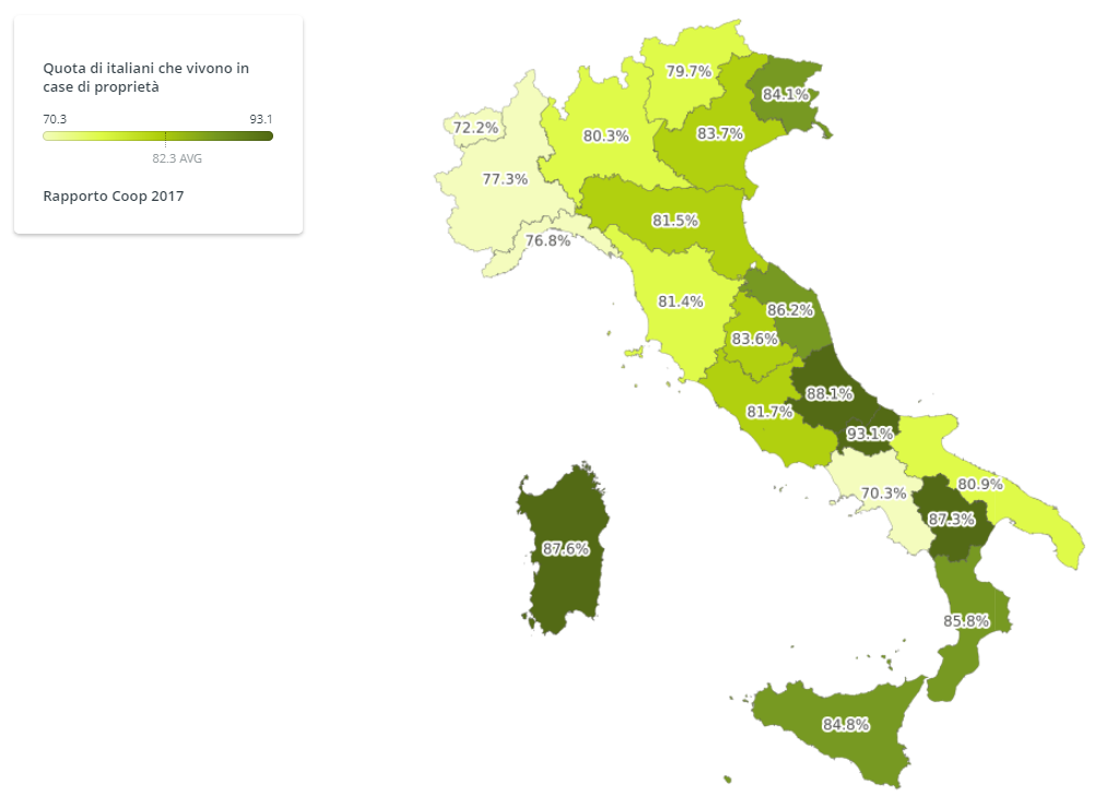 La proprietà immobiliare in Italia: la mappa delle regioni
