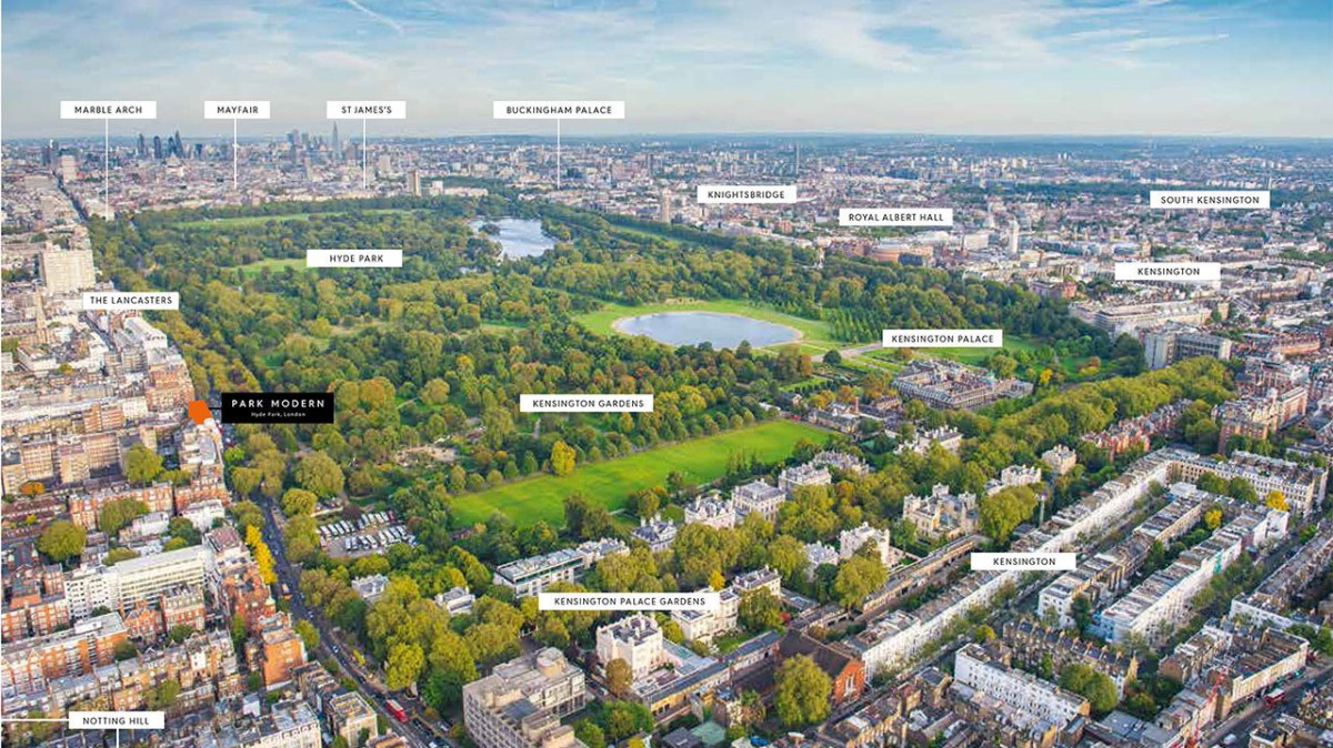 Il complesso è vicino a Hyde Park, uno dei grandi polmoni verdi di Londra