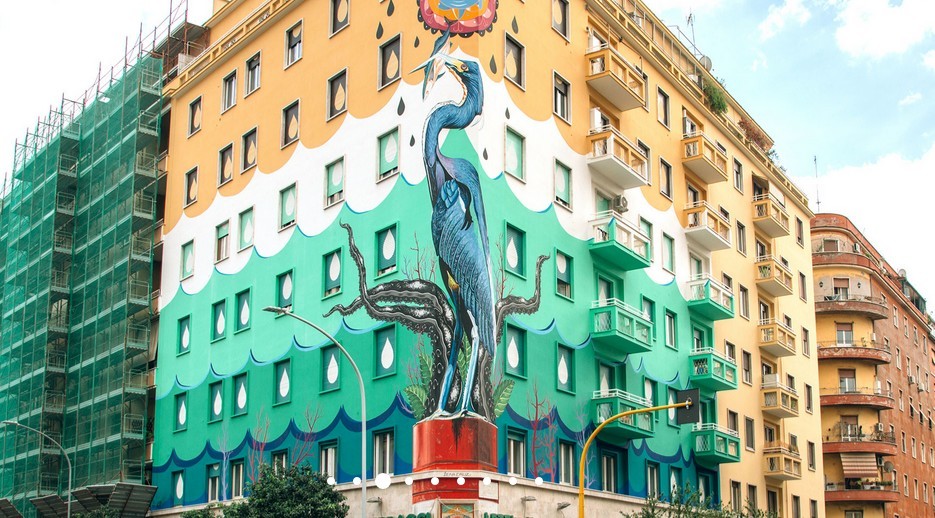 A Roma, zona Ostiense, il più grande murales green d’Europa