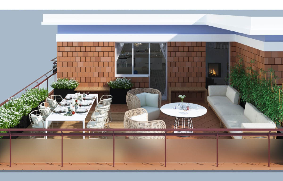 Balcone di un attico sul mare