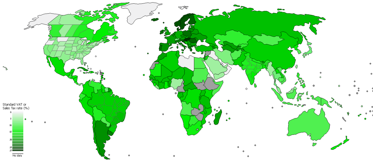 Immagine del giorno: questo è ciò che si paga di Iva nei differenti Paesi del mondo nel 2017