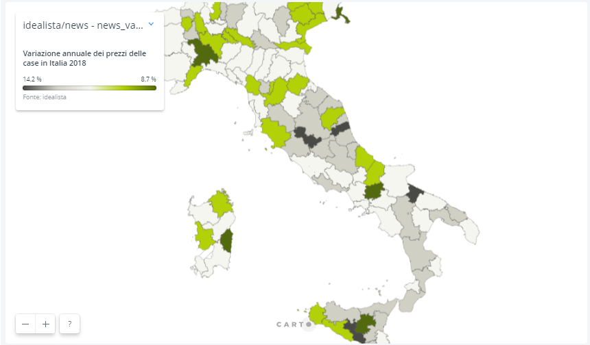 Il prezzo al metro quadro degli immobili, la mappa dei valori nelle province