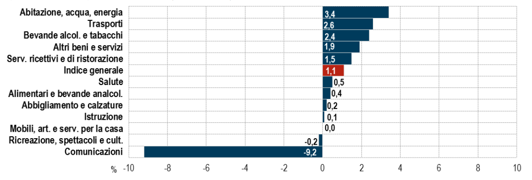 Immagine del giorno: Prezzi al consumo per ripartizione di spesa