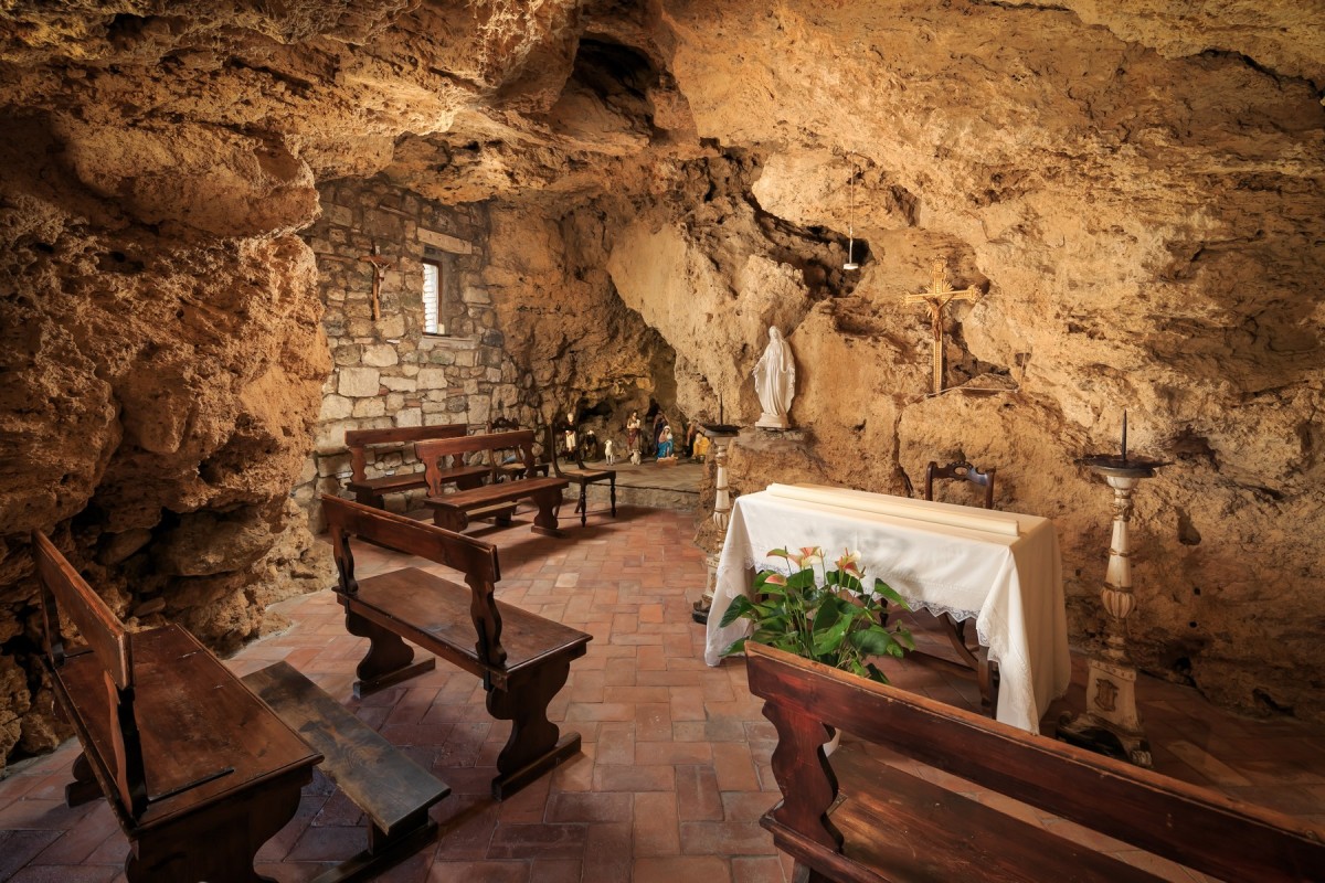 The property even has its own chapel built inside a cave!