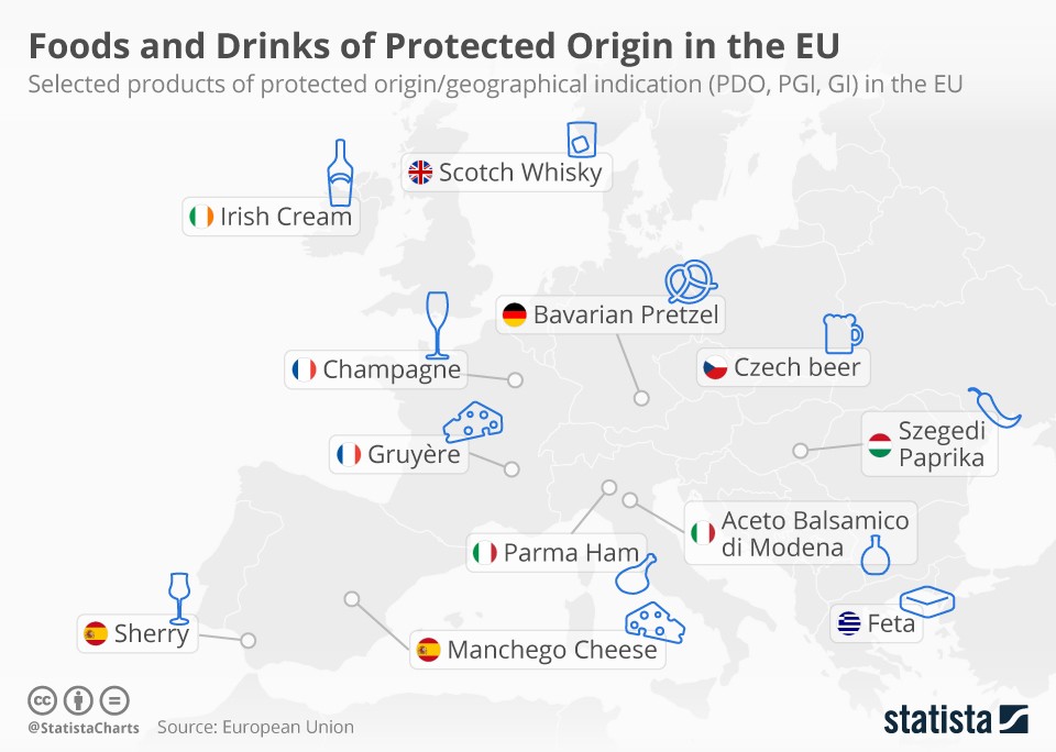 Immagine del giorno: i cibi e le bevande d’origine protetta (DOP) nell’UE